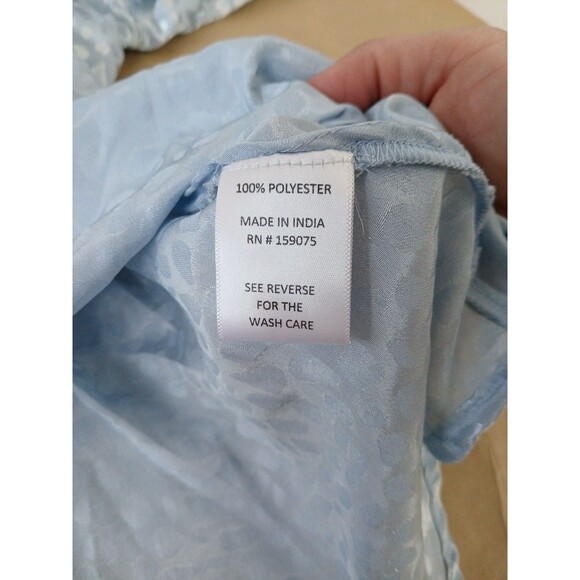 Wishing Waves Blouse Top Shirt Womens L Ice Blue Bell Sleeve Ruffles - Picture 6 of 7